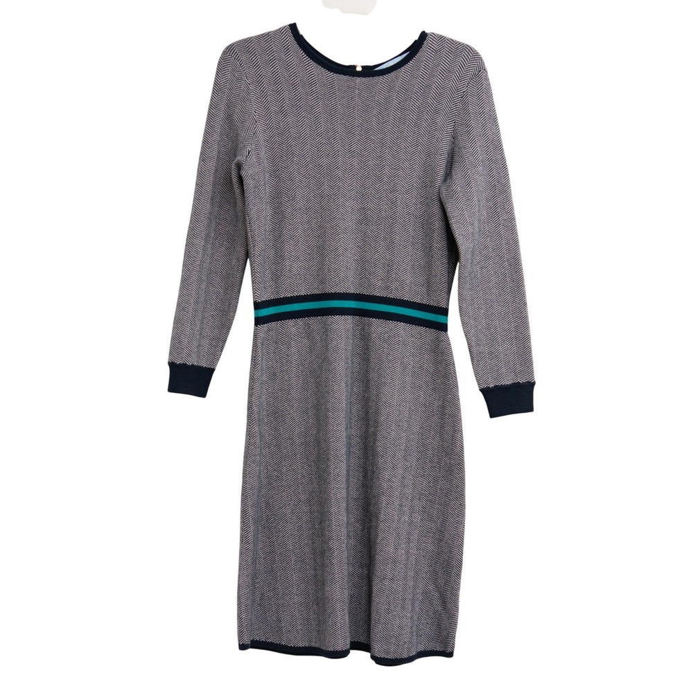 Draper James Sweater Dress Sz S Herringbone Wool Blend Academic Mod Chic Career
